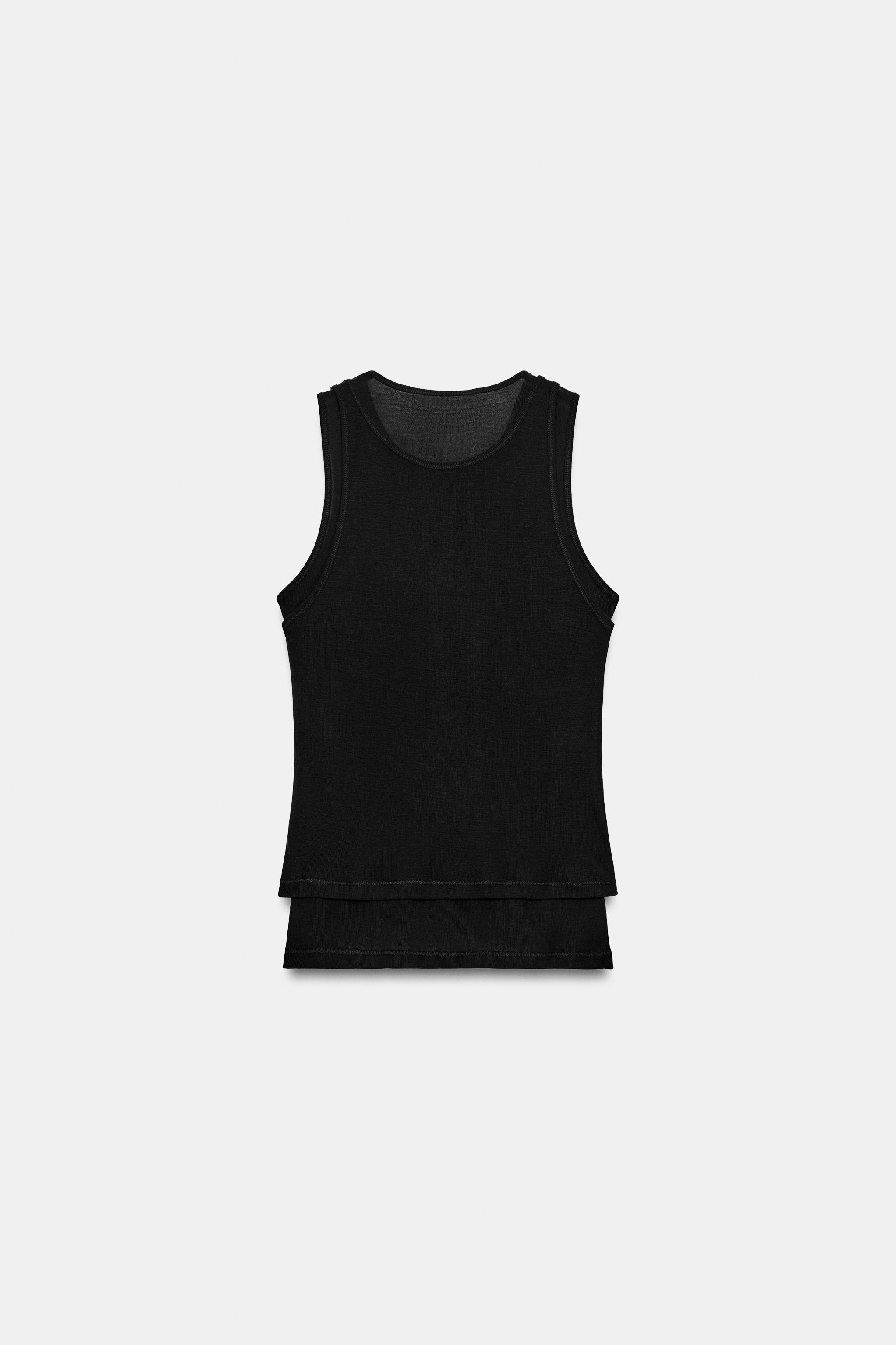 T-SHIRT EFFET DOUBLE SANS MANCHES